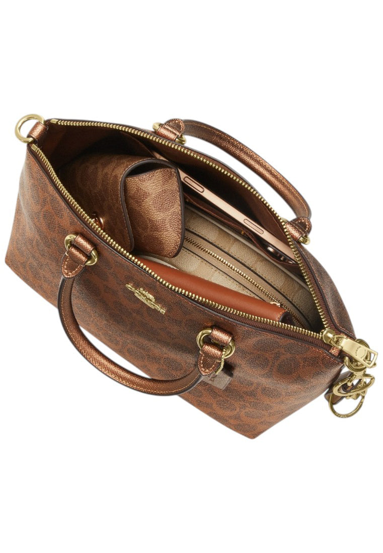 Coach Sadie Satchel Bag In Signature Canvas - Copper