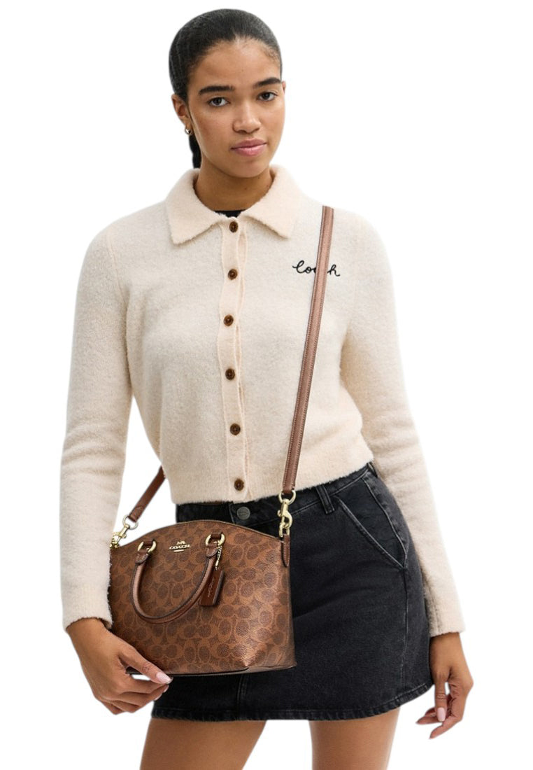 Coach Sadie Satchel Bag In Signature Canvas - Copper