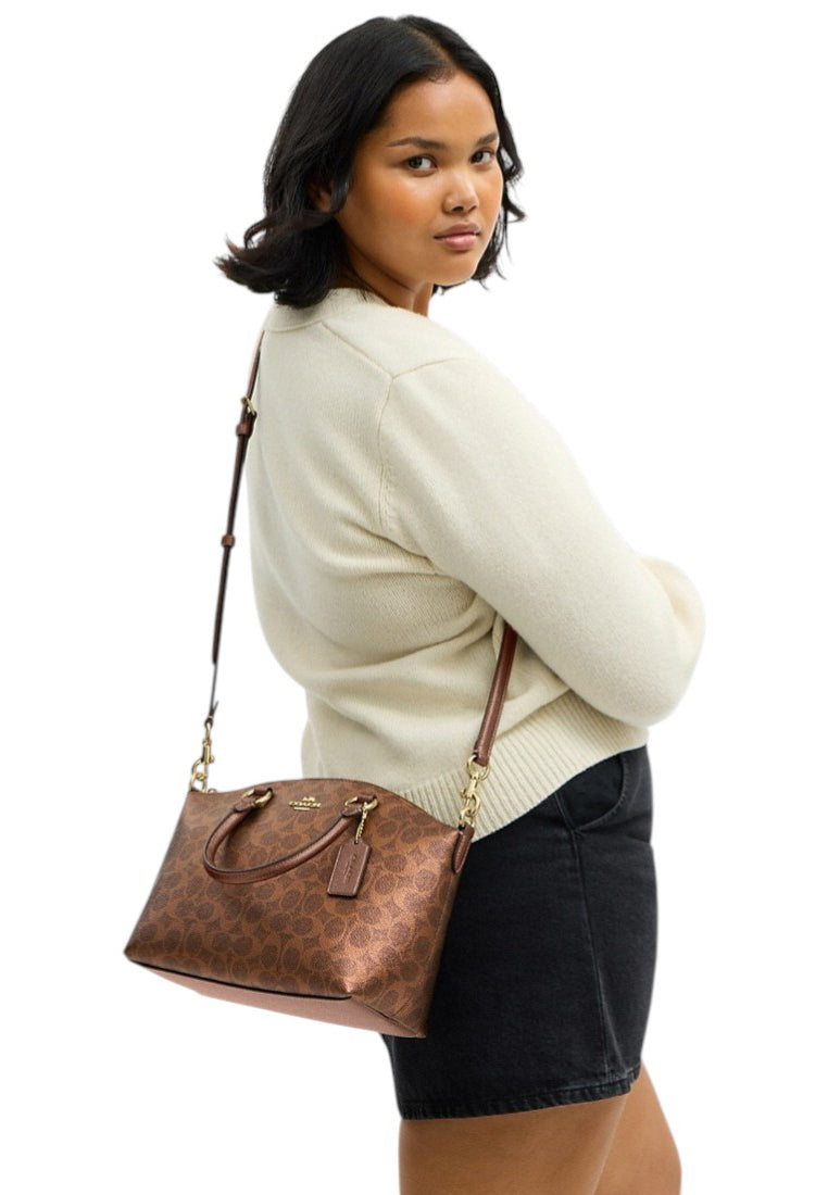 Coach Sadie Satchel Bag In Signature Canvas - Copper