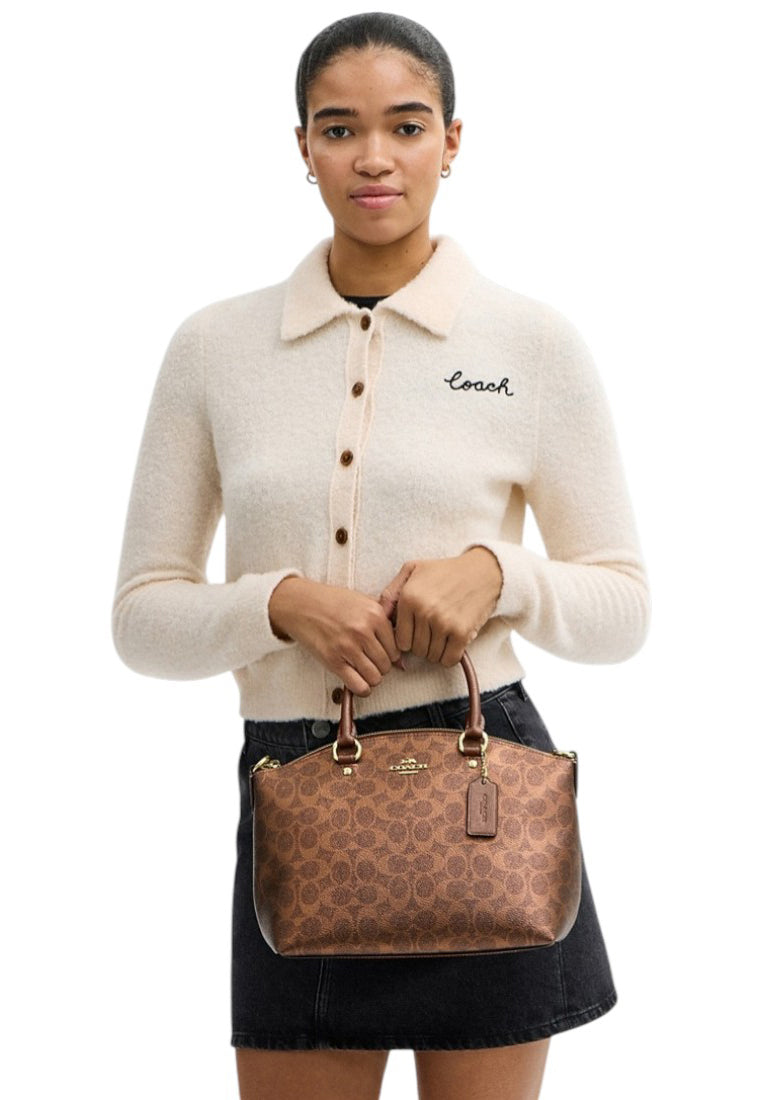 Coach Sadie Satchel Bag In Signature Canvas - Copper