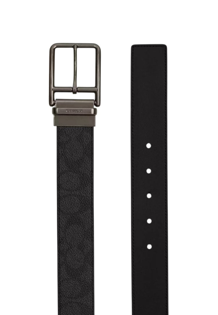 Coach Double Bar Buckle Cut To Size Reversible Belt 38MM - Black