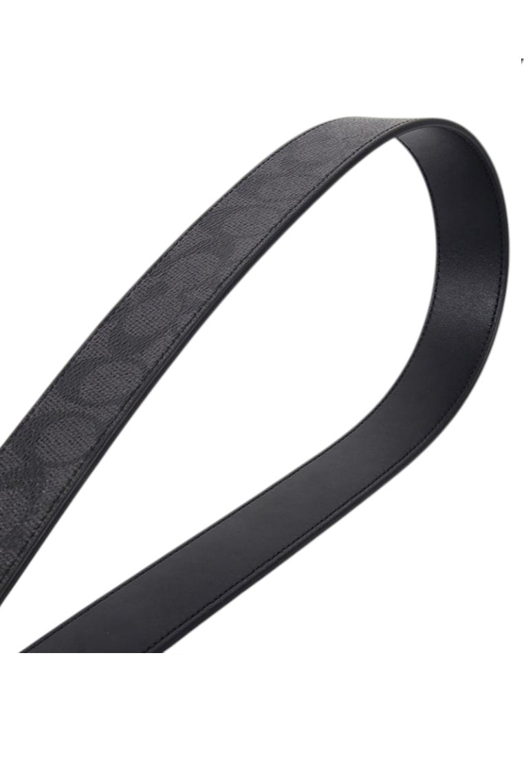 Coach Double Bar Buckle Cut To Size Reversible Belt 38MM - Black