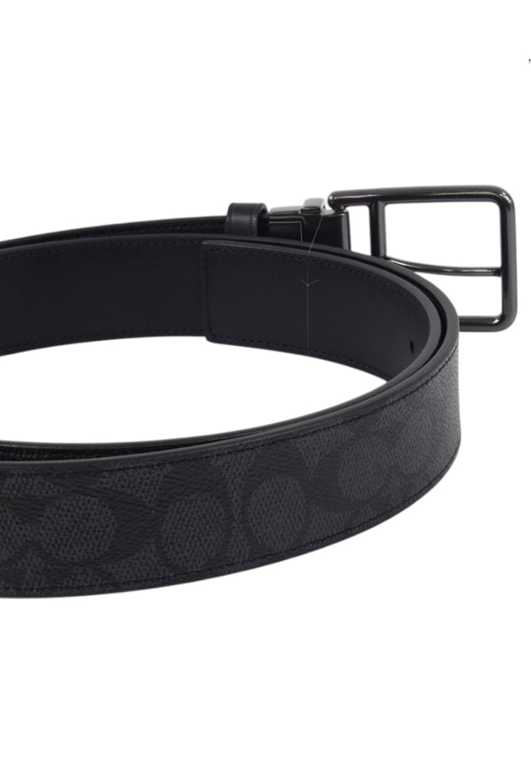 Coach Double Bar Buckle Cut To Size Reversible Belt 38MM - Black