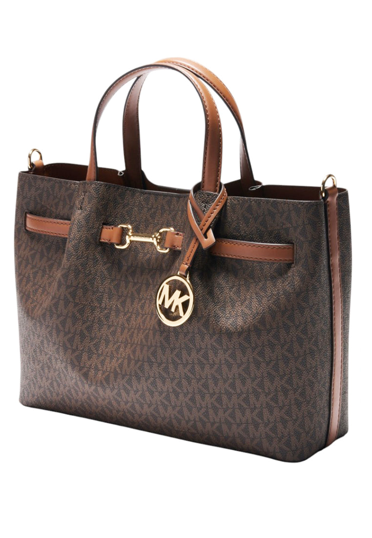 Michael Kors Carson Medium Signature Logo Satchel Bag - Brown