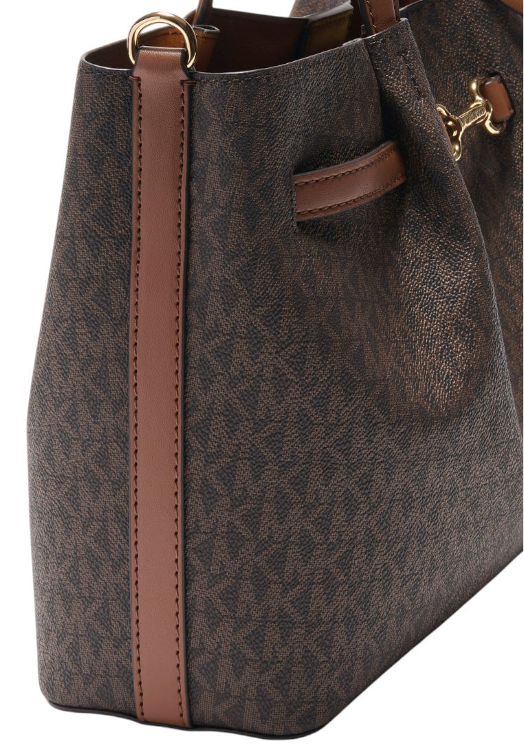 Michael Kors Carson Medium Signature Logo Satchel Bag - Brown