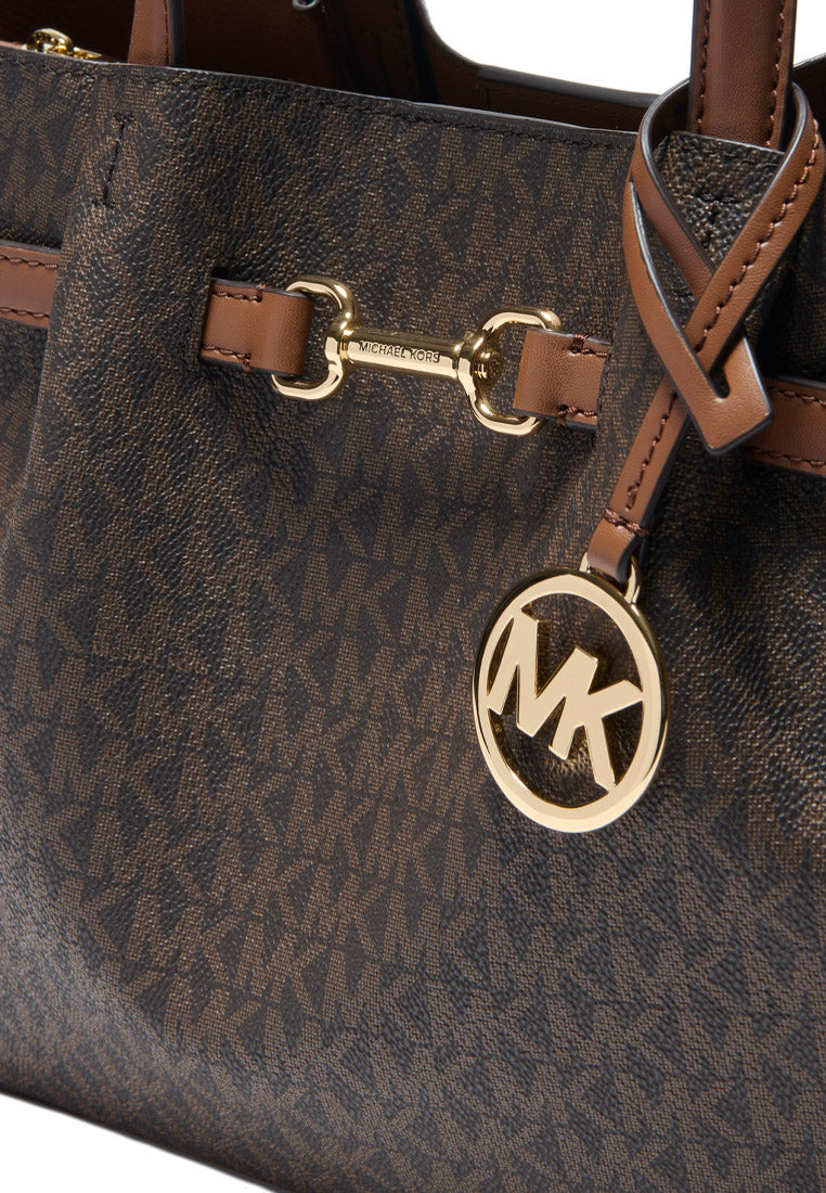 Michael Kors Carson Medium Signature Logo Satchel Bag - Brown