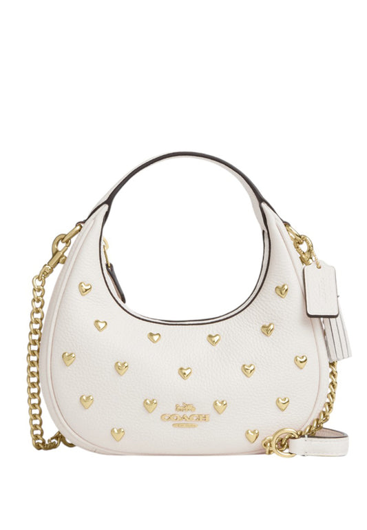 Coach Carmen Mini Crossbody Bag With Heart Rivets - Chalk