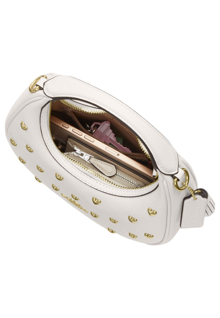Coach Carmen Mini Crossbody Bag With Heart Rivets - Chalk