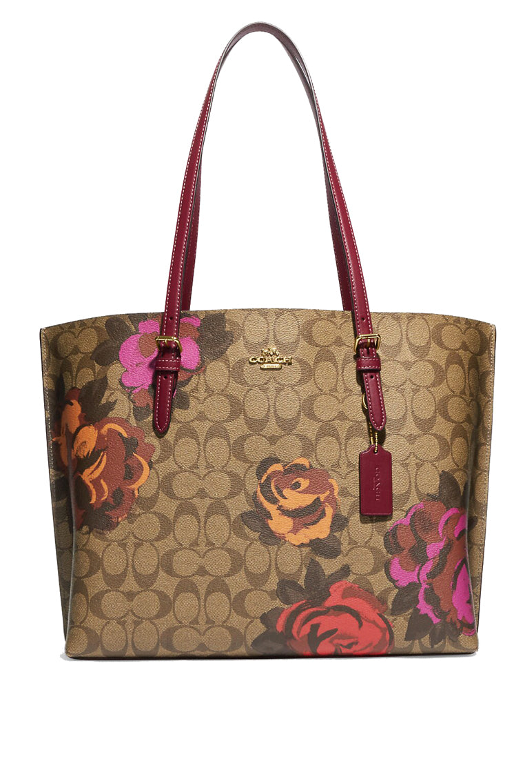 Coach [DEFECTS] Mollie Tote In Signature Canvas With Jumbo Floral Print - Brown/Multi