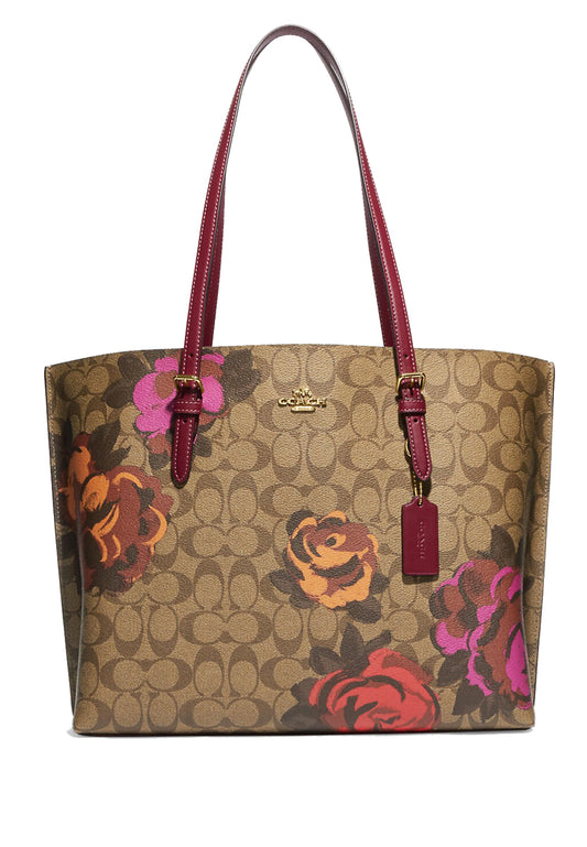 Coach [DEFECTS] Mollie Tote In Signature Canvas With Jumbo Floral Print - Brown/Multi