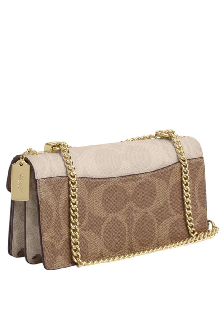 Coach Klare Envelope Crossbody Bag In Blocked Signature Canvas - Sand/Tan