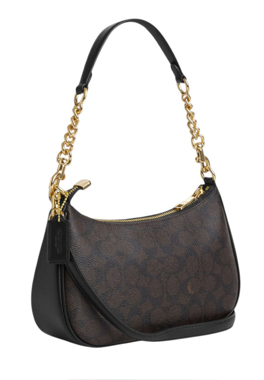 Coach Teri Shoulder Bag In Signature Canvas - Walnut/Black