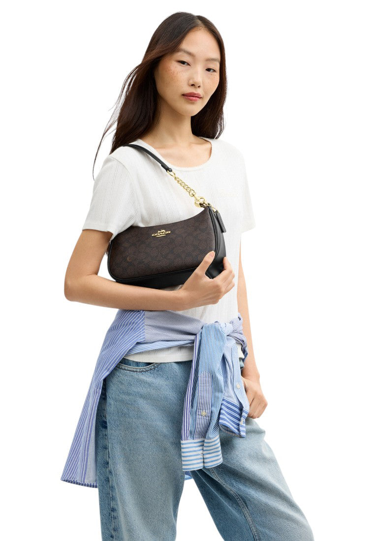 Coach Teri Shoulder Bag In Signature Canvas - Walnut/Black