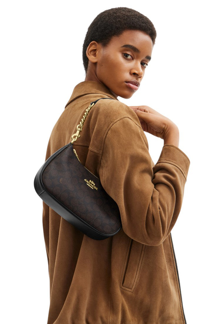 Coach Teri Shoulder Bag In Signature Canvas - Walnut/Black