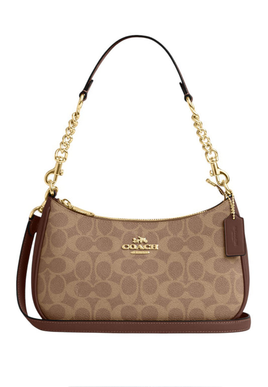 Coach Teri Shoulder Bag In Signature Canvas - Tan/Brown