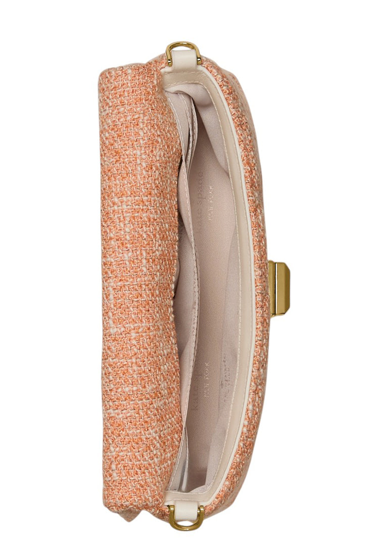 Kate Spade Carey Quilted Peach Tweed Wallet On Chain - Orange Jasper