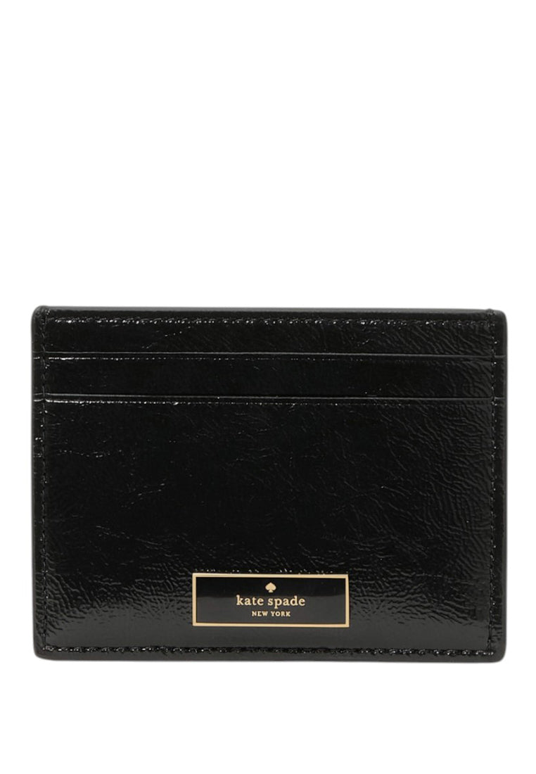 Kate Spade Bridget Crinkle Patent Small Slim Card Holder - Black