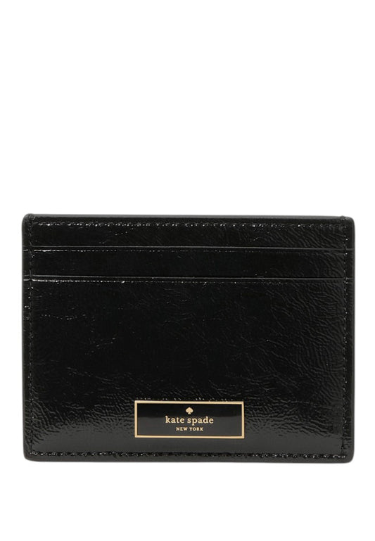 Kate Spade Bridget Crinkle Patent Small Slim Card Holder - Black