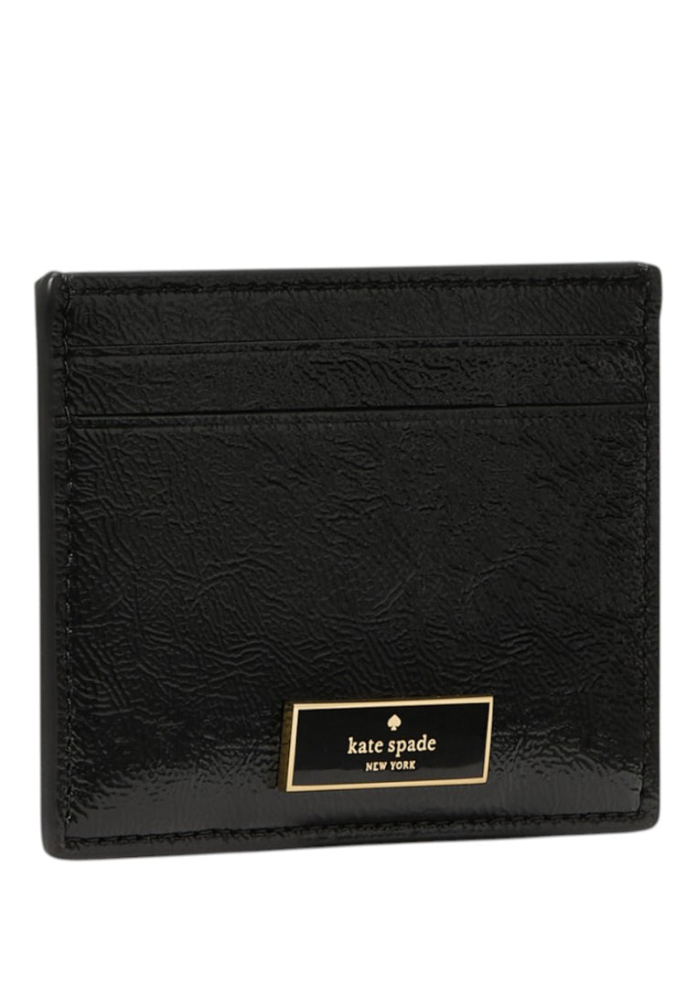 Kate Spade Bridget Crinkle Patent Small Slim Card Holder - Black