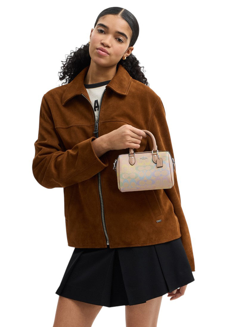 Coach Mini Rowan Crossbody Bag In Rainbow Signature Canvas - Sand/Multi