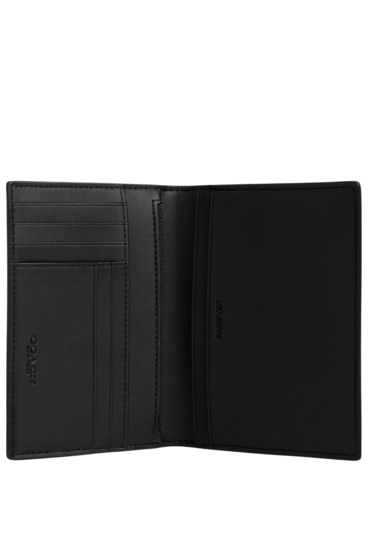 Coach Mens Passport Card Case In Signature Canvas - Tan/Black