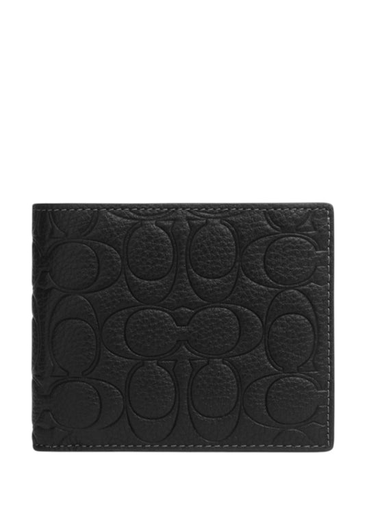 Coach Mens 3-In-1 Wallet In Signature Leather - Black