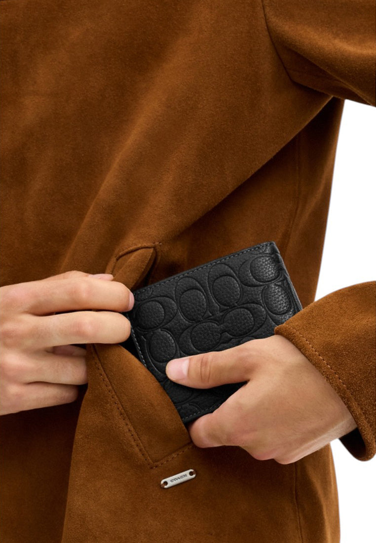 Coach Mens 3-In-1 Wallet In Signature Leather - Black
