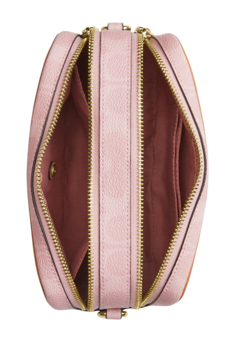 Coach Mini Carey Crossbody Bag In Signature Canvas With Charms - Powder Pink