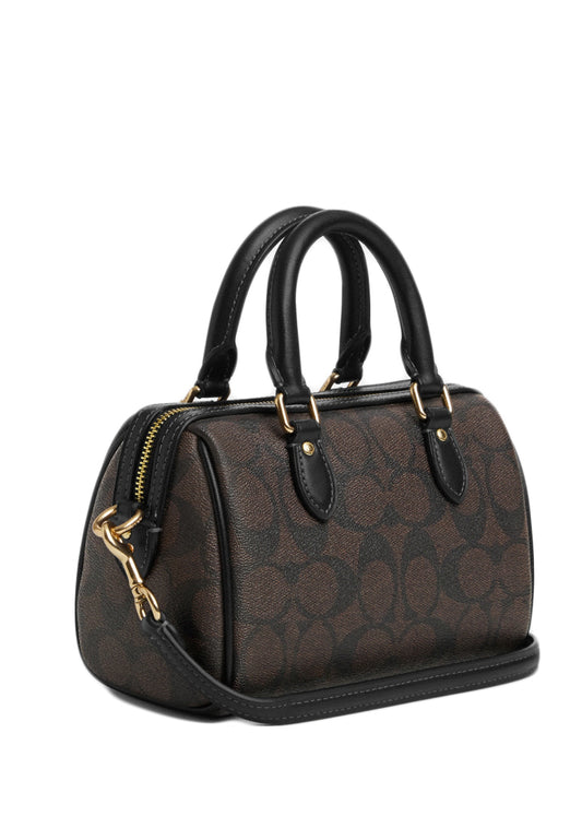 Coach Mini Rowan Crossbody In Signature Canvas - Dark Brown